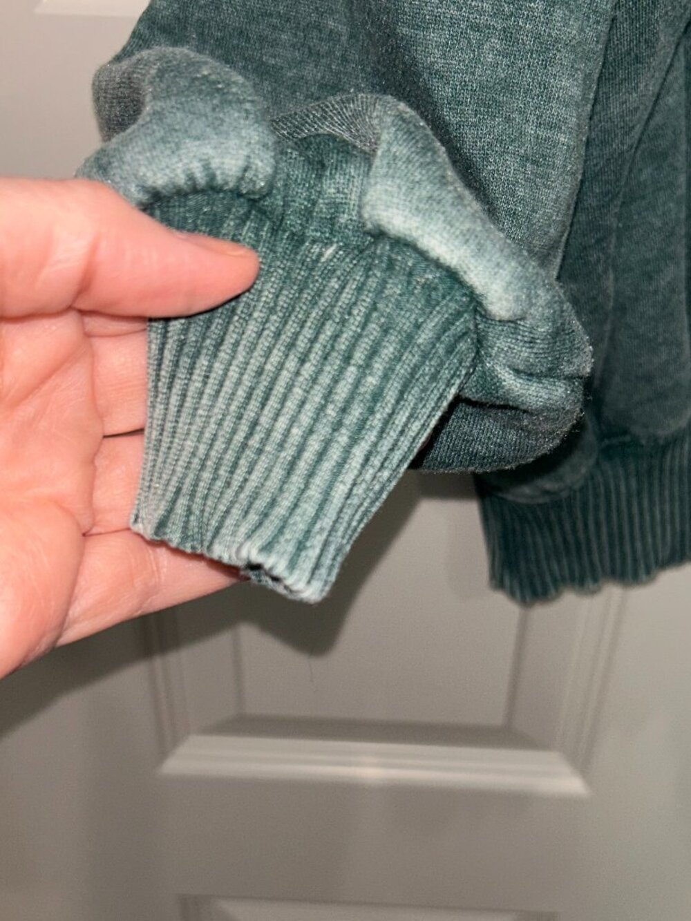 Zenana Dk Green Mineral Washed Crew Neck Sweatshirt - Picture 8 of 9